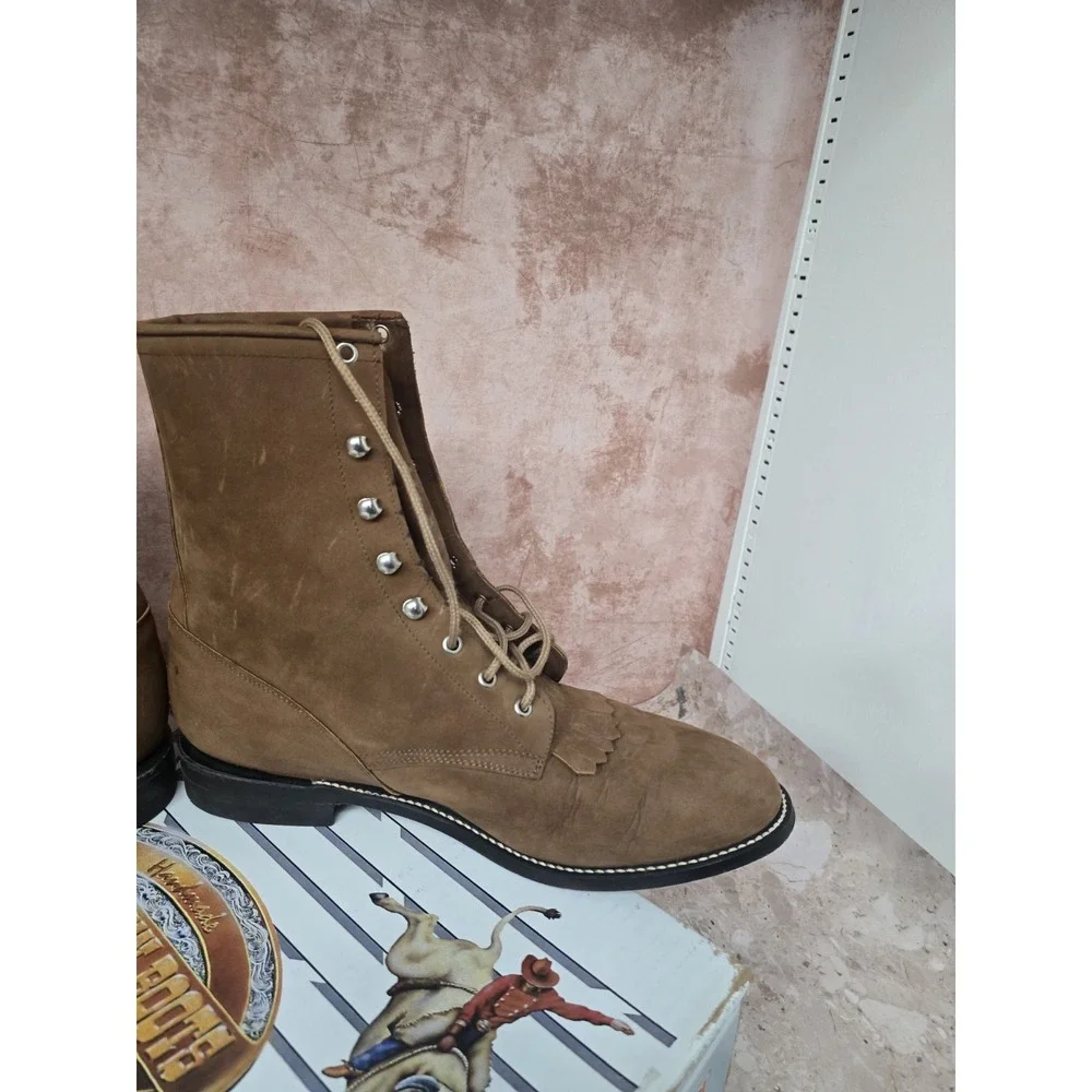 Cowtown‎ Brown Leather Kiltie Lace Up Western/ Cowboy Boots Size 13 D